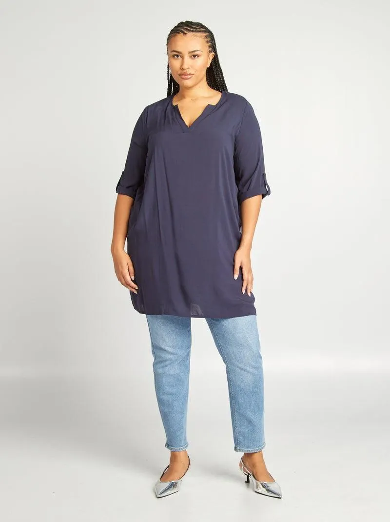 Tunica scollo a V 'Only Carmakoma' - BLU