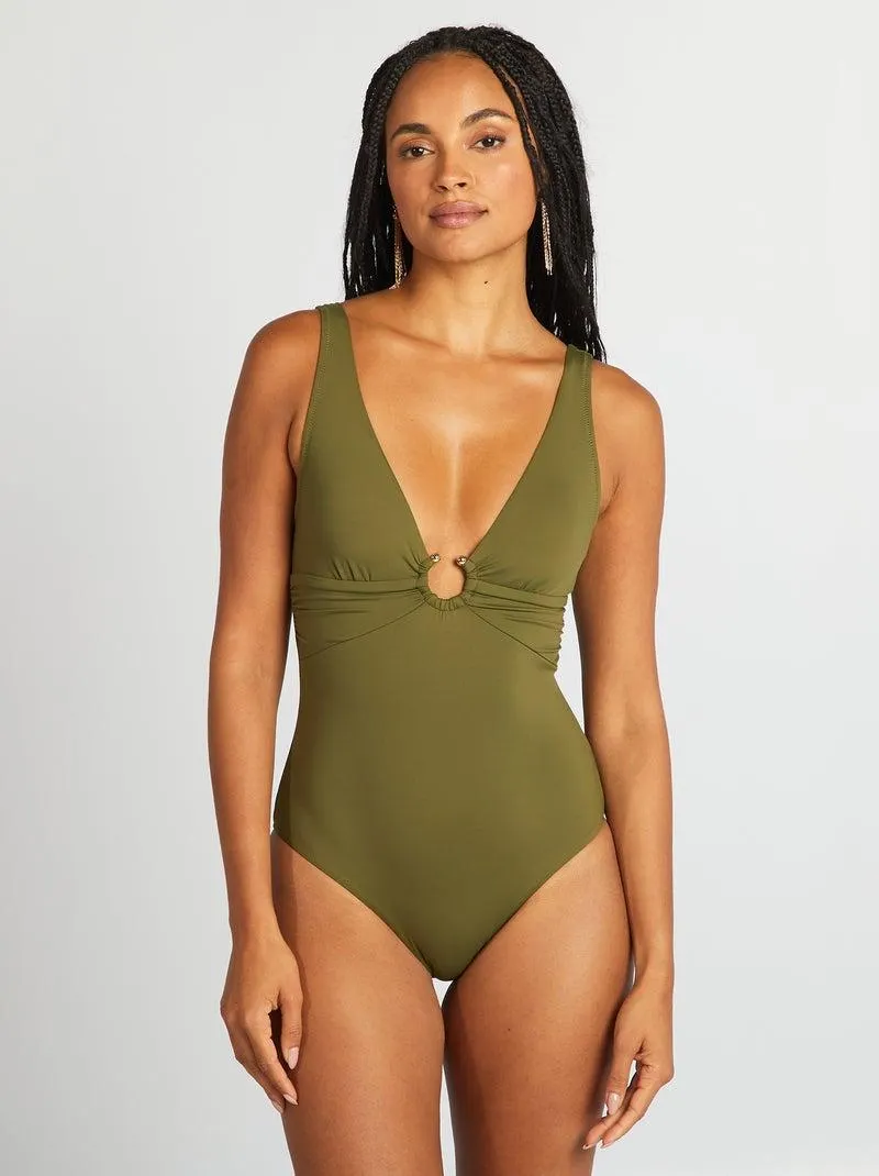 Costume intero con scollatura fantasia - VERDE