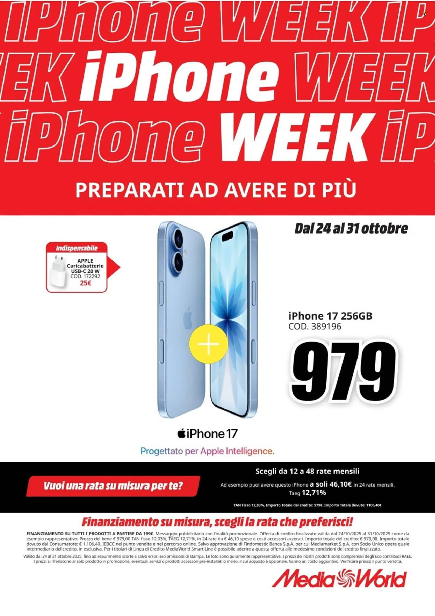 Volantino MediaWorld da 24 ottobre a 31 ottobre di 2025 - Pagina del volantino 1