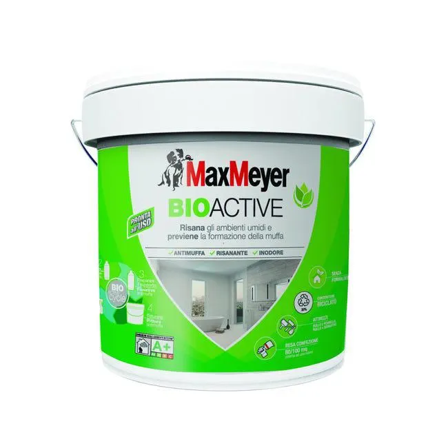 Pittura per interni traspirante, antimuffa, MAX MEYER Bioactive bianco opaco, 10 L