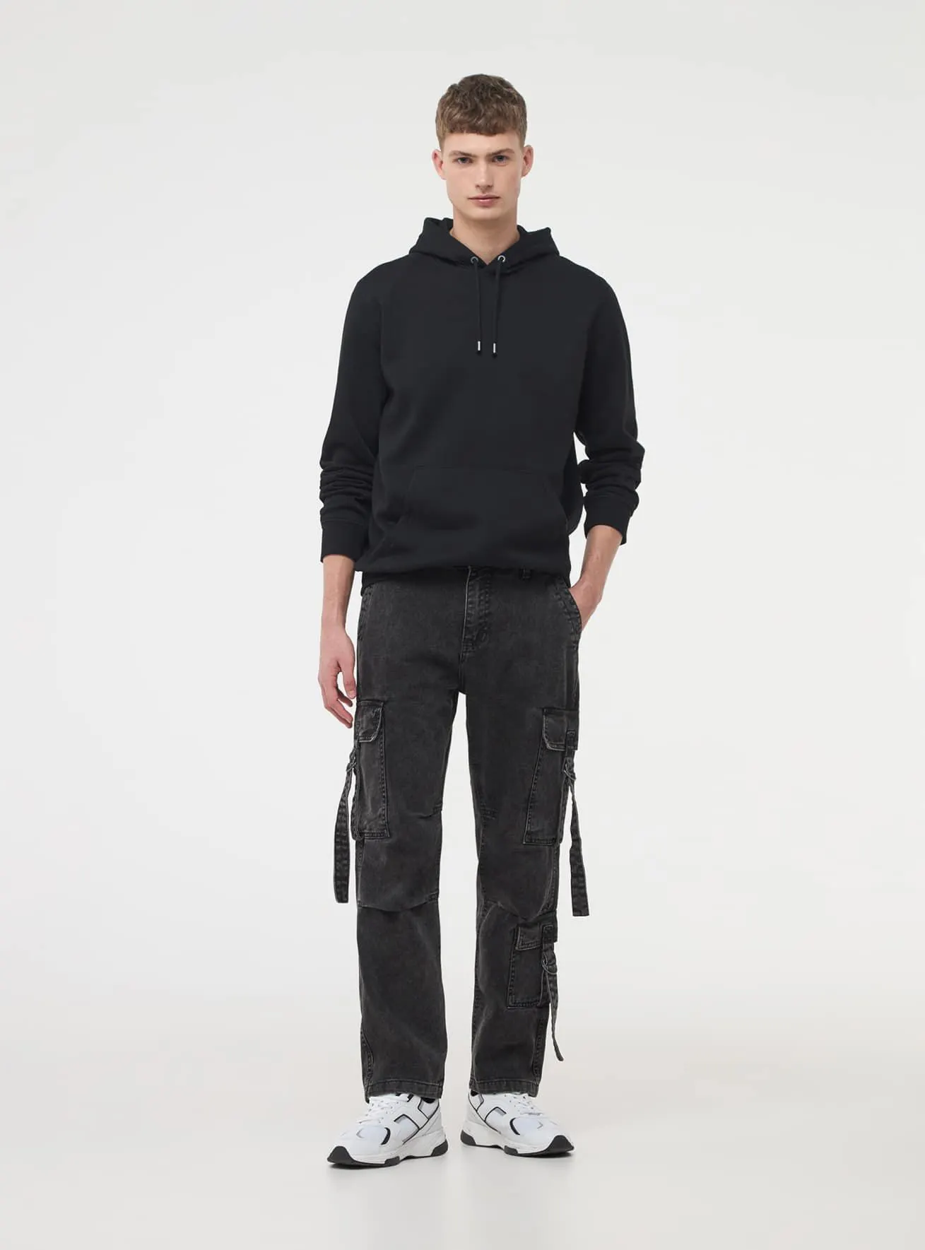 Jeans cargo Nero denim