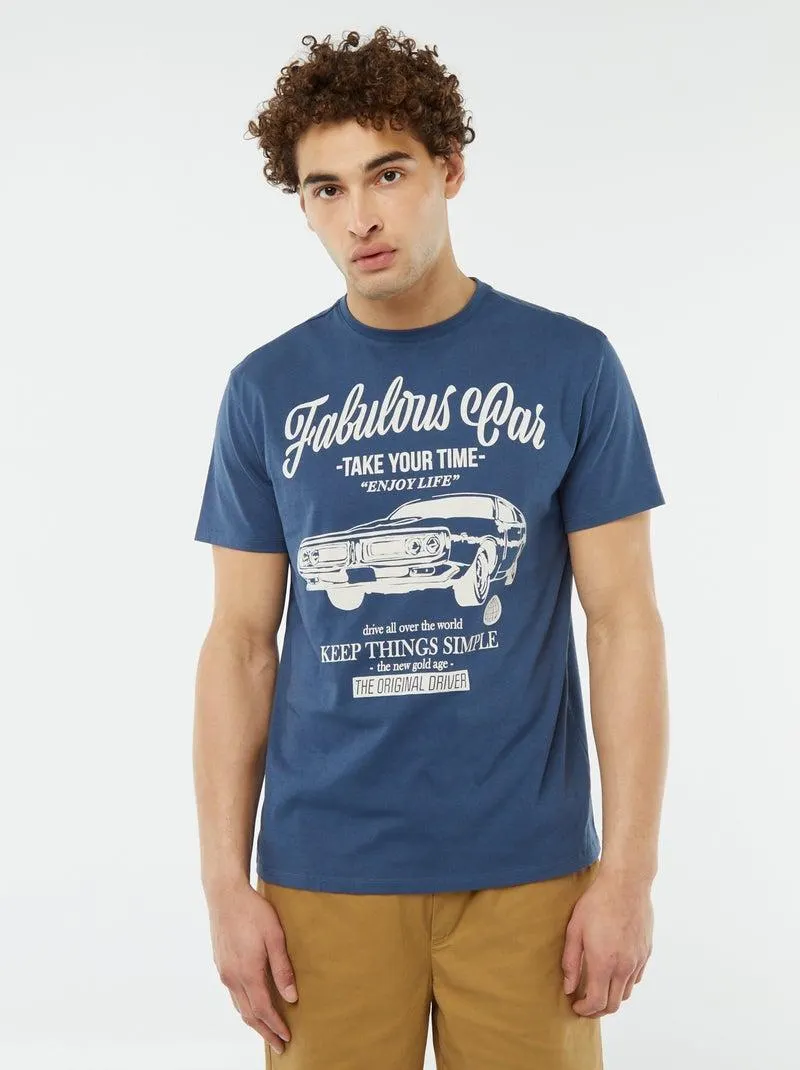 T-shirt stampata a maniche corte - BLU