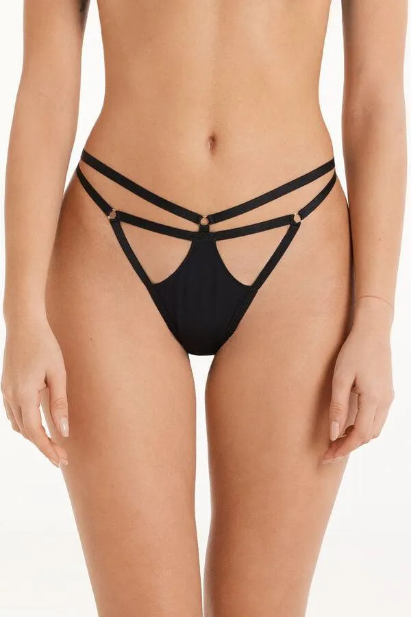 Braguita Brasileña de Microfibra Brillante con Tira Lateral Fina