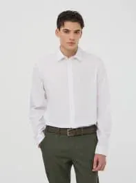Camicia popeline stretch tinta unita Bianco ottico