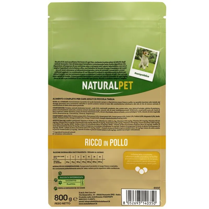 Naturalpet Premium Dog Adult Mini ricco in Pollo 800gr