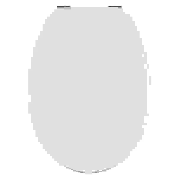 Copriwater selnova-perla-ellisse-tanax in mdf verniciato bianco cerniere in metallo cromato