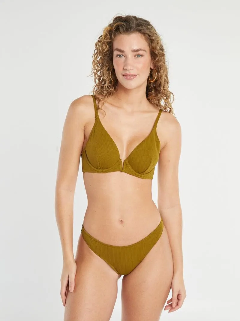 Reggiseno bikini a triangolo in maglia testurizzata - VERDE