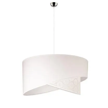 Lampada a sospensione "CEPRANO" con 2 cerchi in tessuto bianco