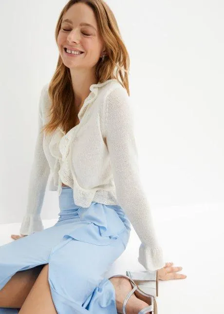 Bolero in maglia con volant