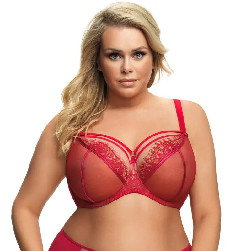 GOR-K496RED-PARADISE Reggiseno soft speciale coppe grandi con elastici - rosso