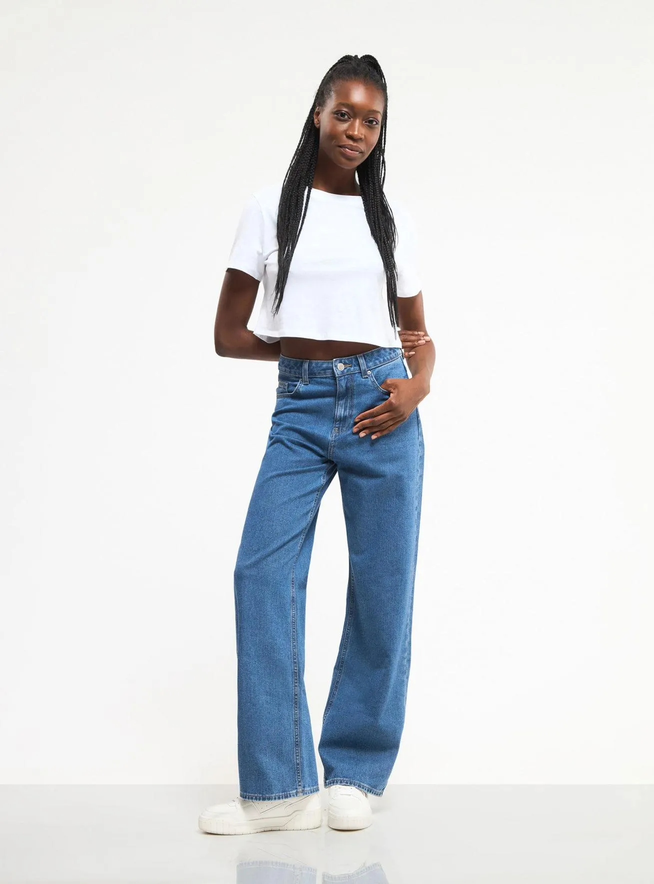 Jeans wide leg Blu denim medio