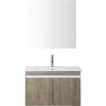 Mobile bagno base lavabo e specchiera Parigi 48x45 cm rovere grigio