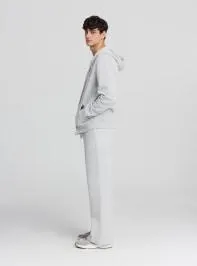 Pantaloni tuta wide leg con coulisse Grigio chiaro melange