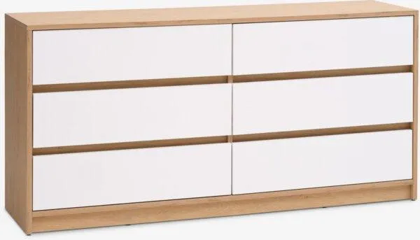 Cassettiera 3+3 cassetti BILLUND bianco/rovere