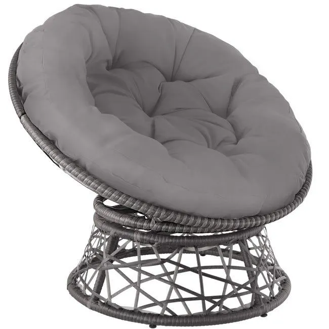 Tectake Poltrona in rattan Gargano girevole - grigio