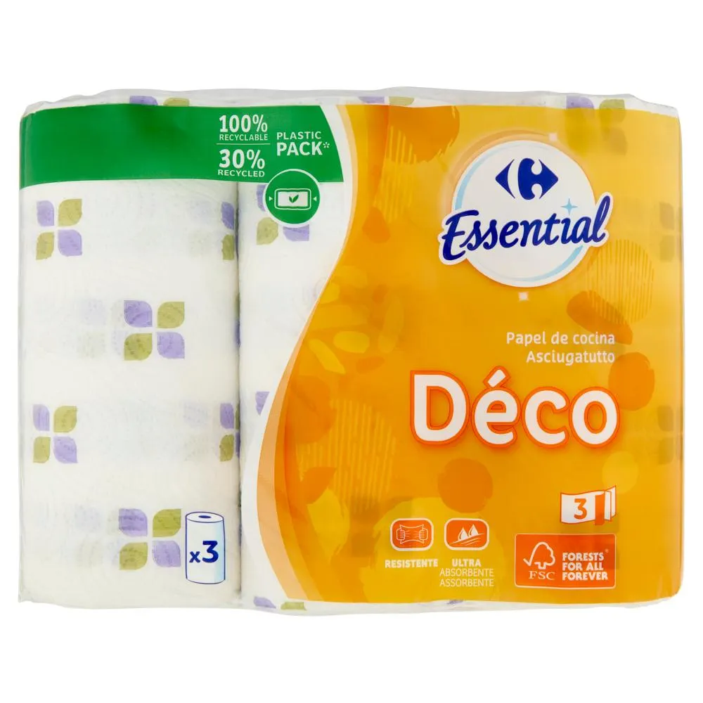 Carrefour Essential Asciugatutto Déco 3 veli 3 pz