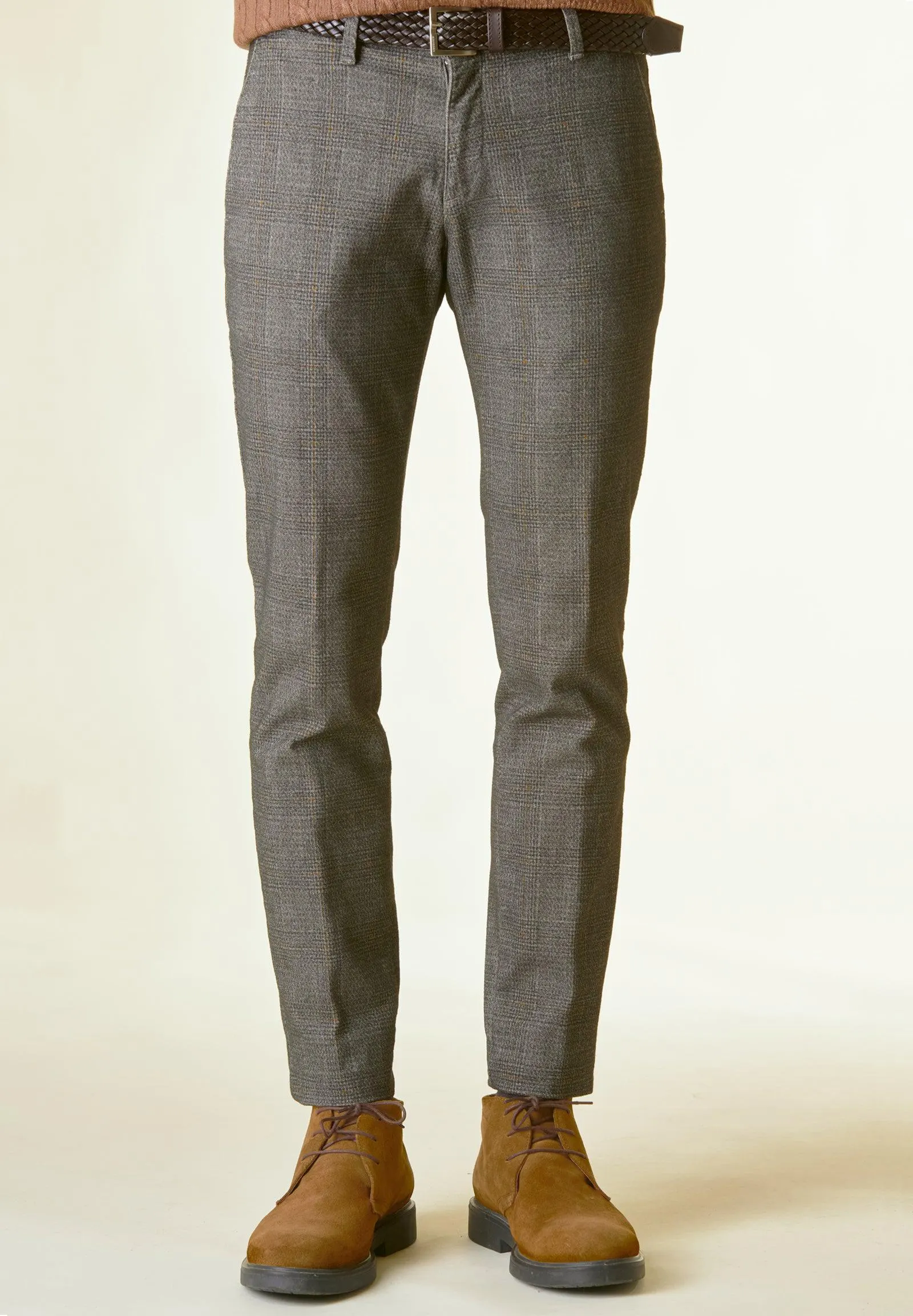 Pantalone grigio galles tinto filo slim