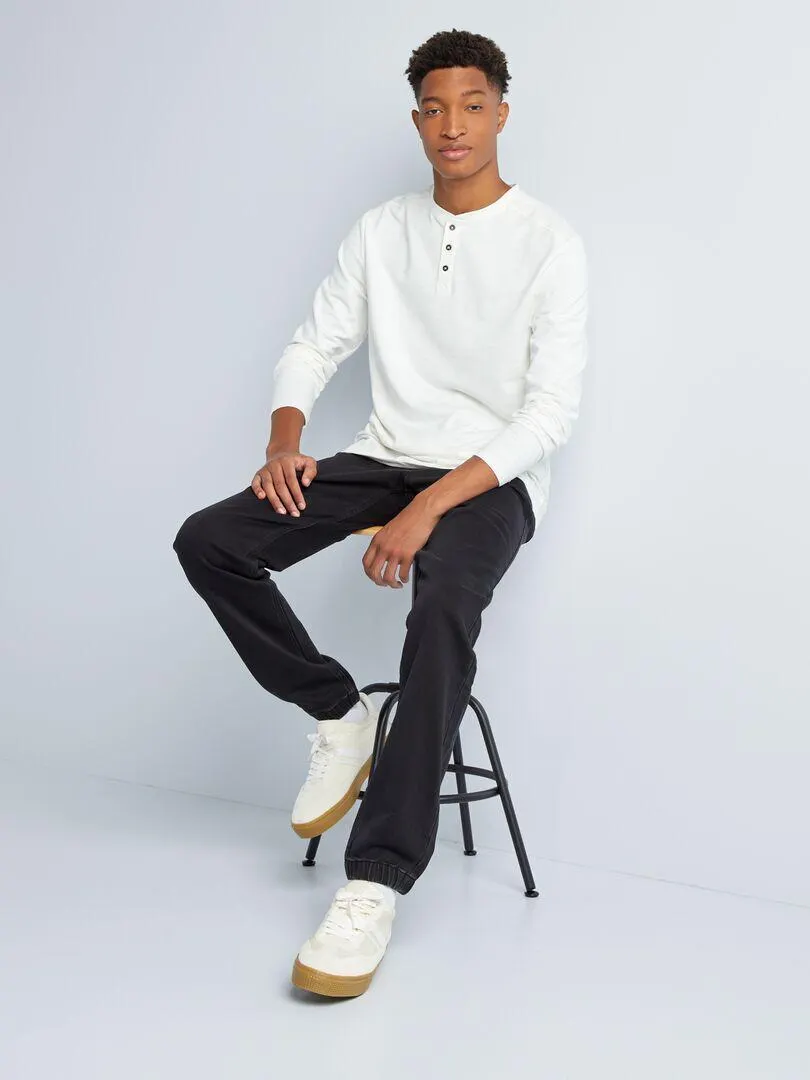 T-shirt slim fit a maniche lunghe +190cm - Bianco