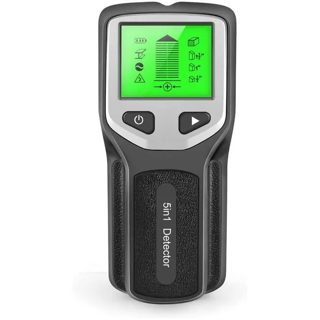 Rilevatore di montanti 5 in 1 con allarme display LCD, rilevatore di montanti metallici, scanner da parete,per parete,pavimento (batteria non inclusa)
