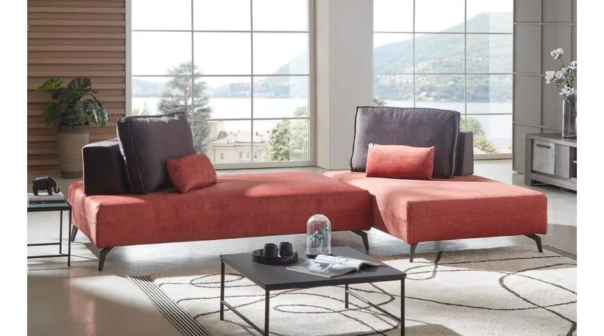 Glamour divano componibile in tessuto rosso e nero