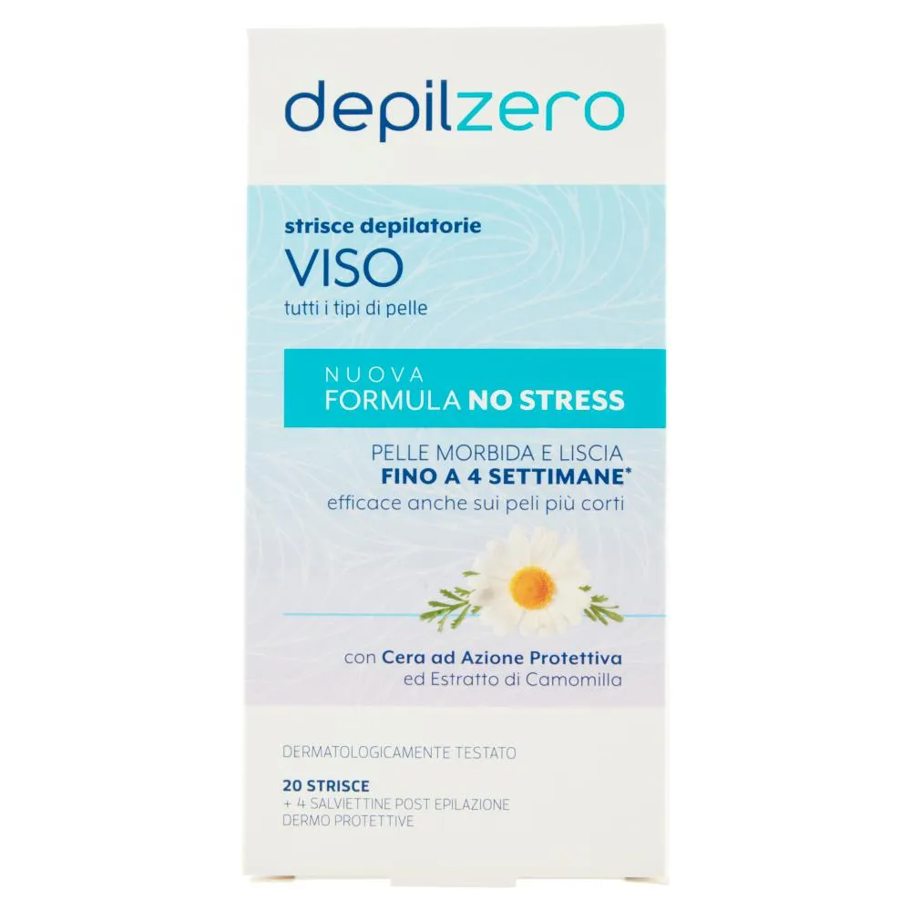 depilzero strisce depilatorie Viso 20 Strisce + 4 Salviettine
