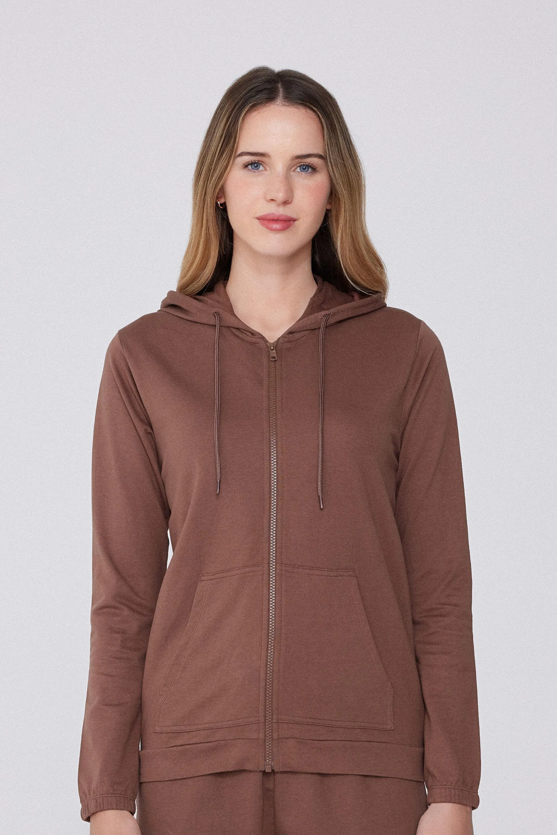 Felpa Leggera Cappuccio con Zip e Coulisse