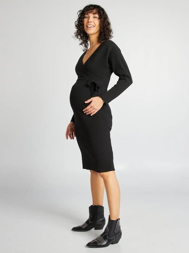 Vestito incrociato per l'allattamento - nero