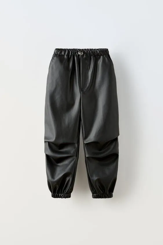 PANTALONI PARACHUTE IN FINTA PELLE