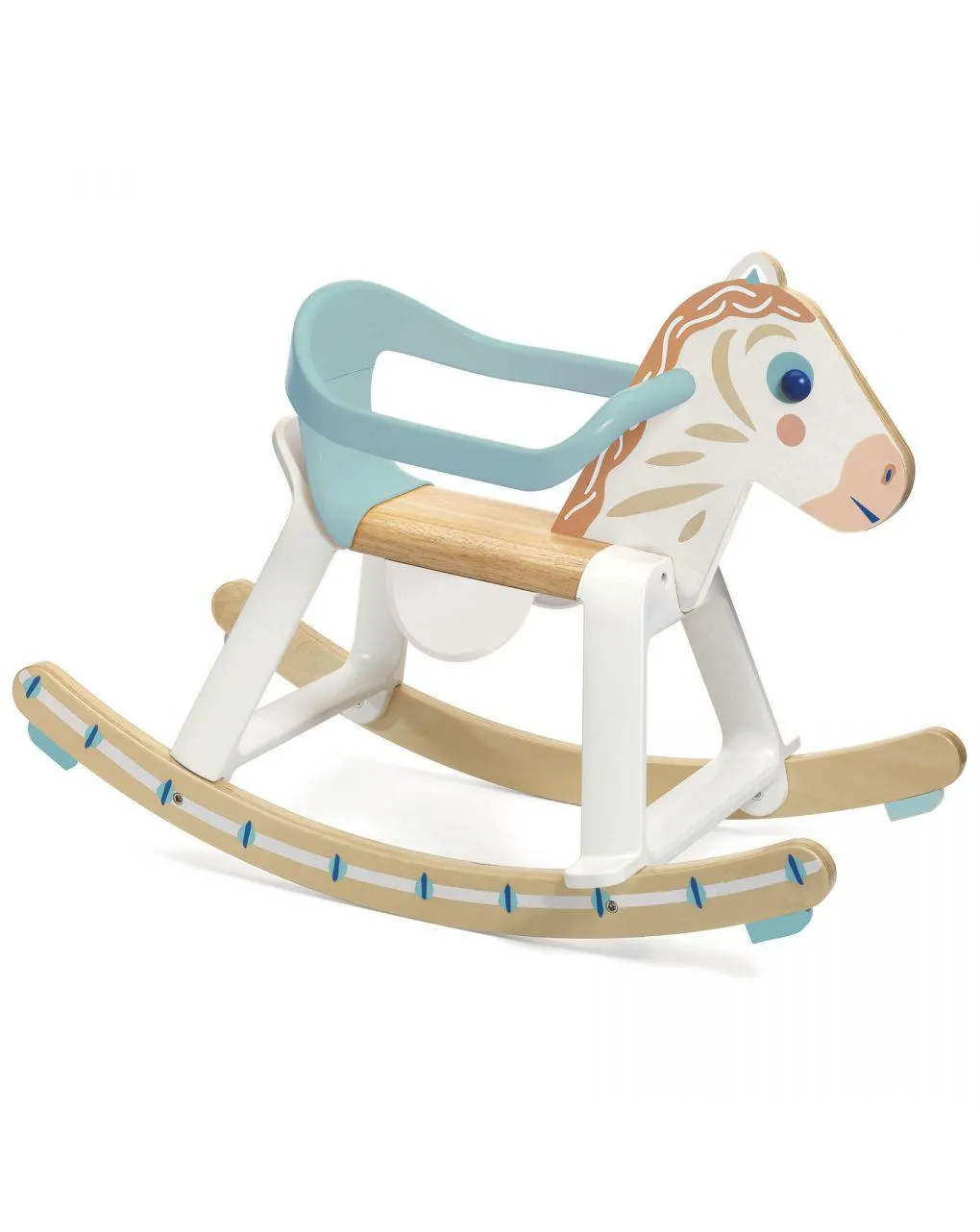 Cavallo a dondolo babycavali in legno e plastica – djeco