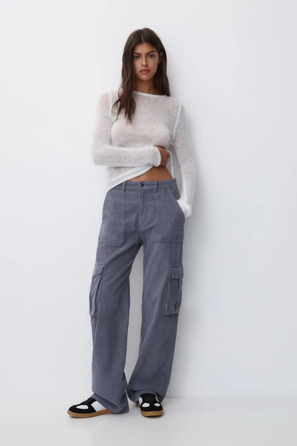 Pantaloni cargo in velluto a coste