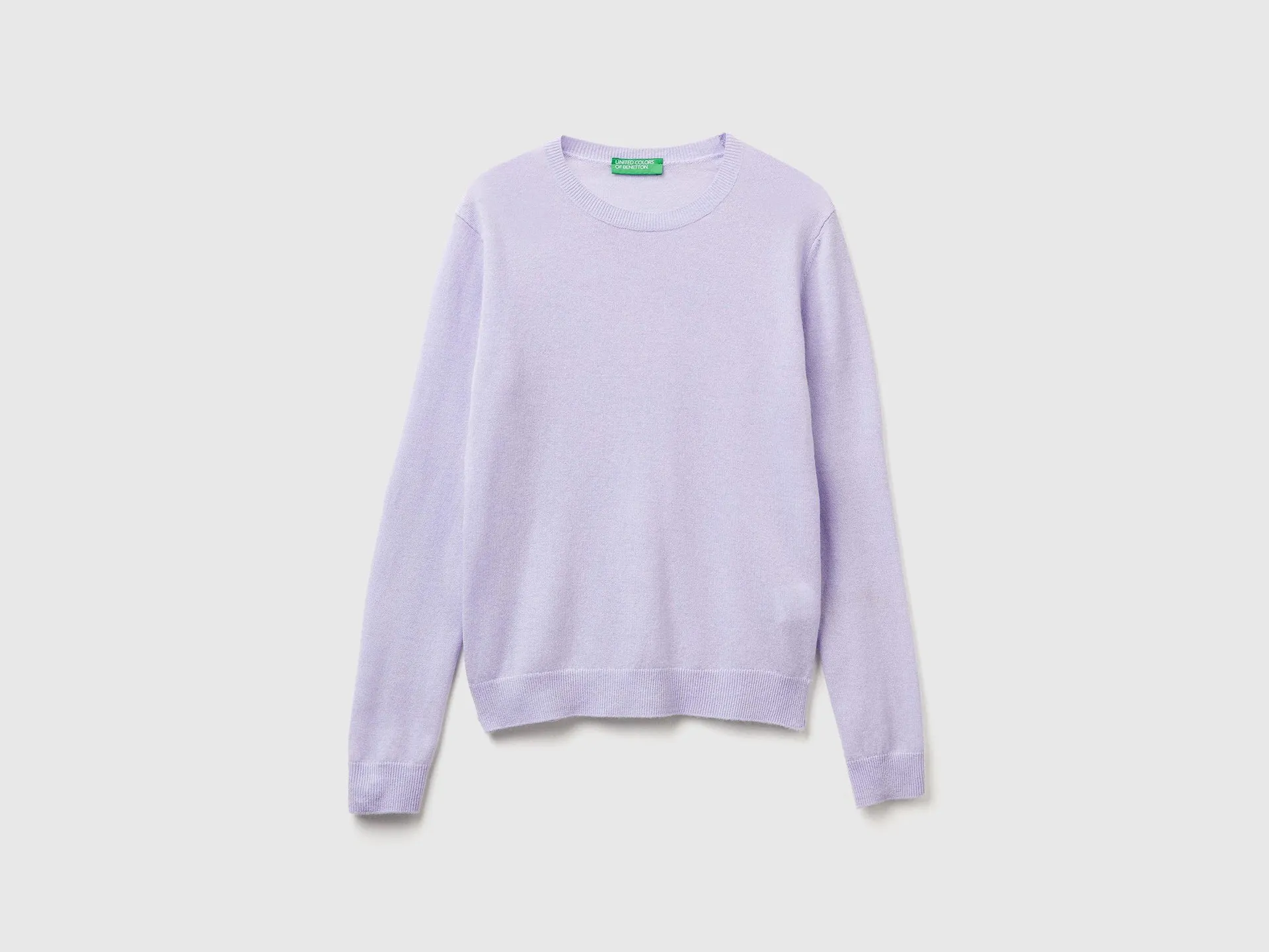 Maglia girocollo lilla in lana Merino