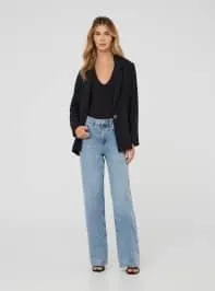 Giacca monopetto sfoderata tinta unita Nero