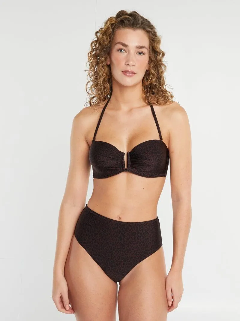 Reggiseno bikini removibile con stampa leopardata - MARRONE