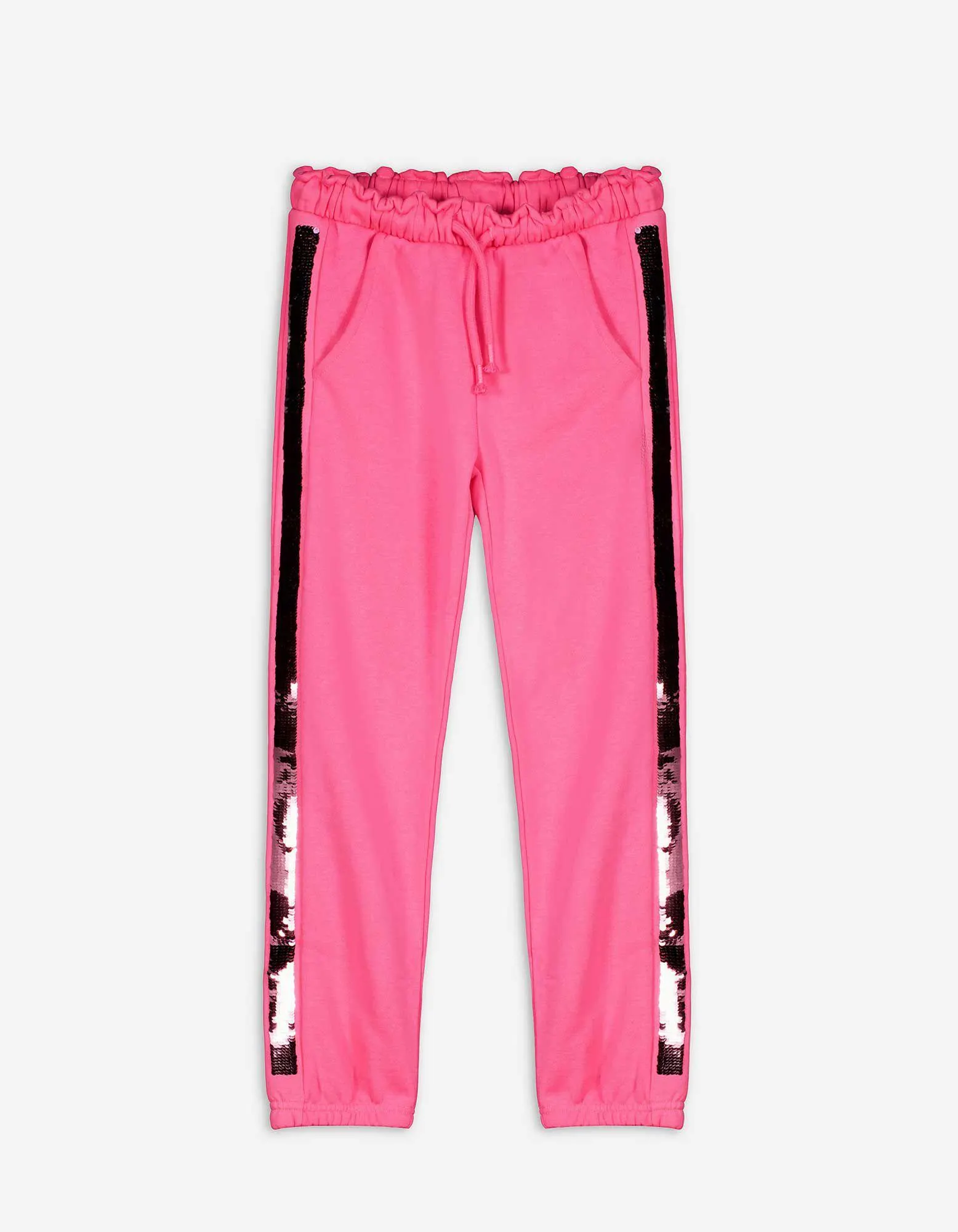 Pantaloni da jogging - Paillettes doubleface - rosa fucsia