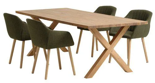 GRIBSKOV L230 table oak + 4 ADSLEV chairs olive
