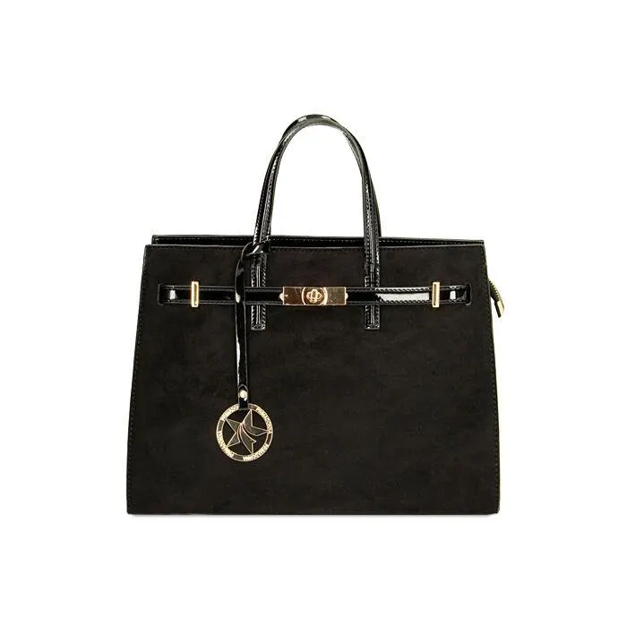 Borsa a mano nera in microfibra