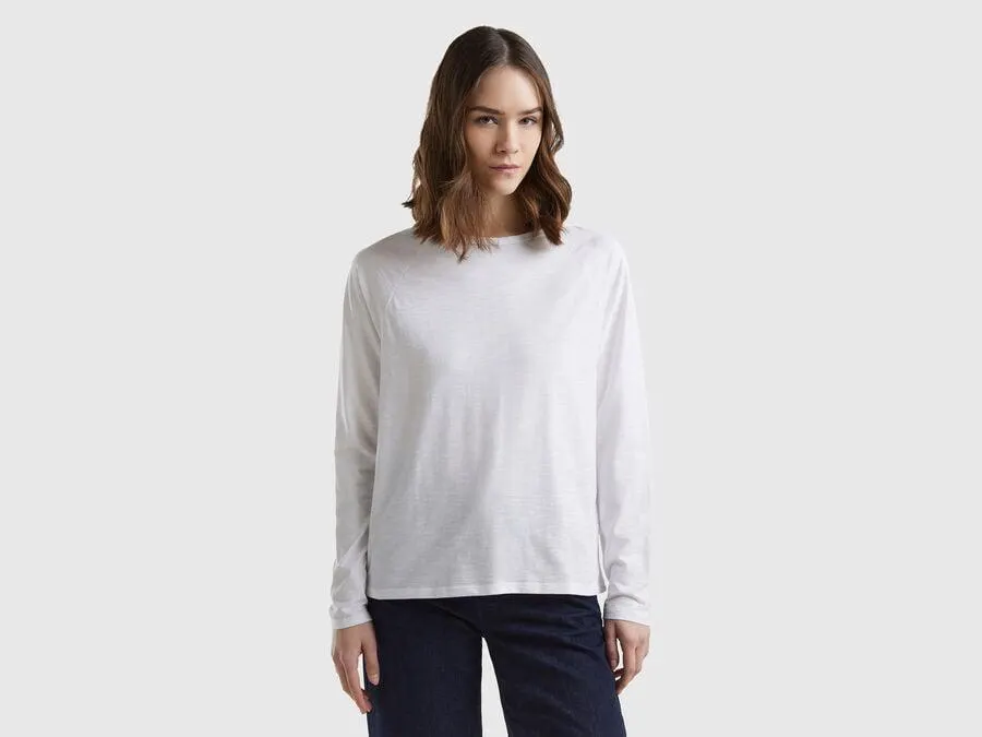 T-shirt manica lunga in cotone leggero