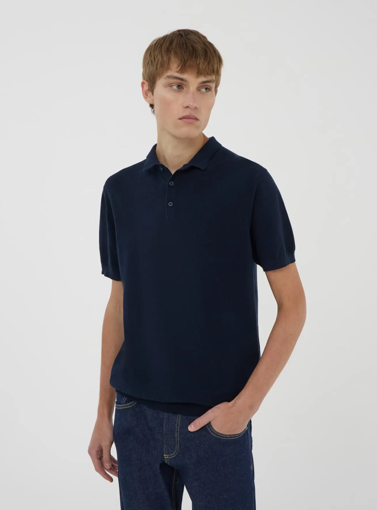 Polo in maglia tinta unita Blu navy