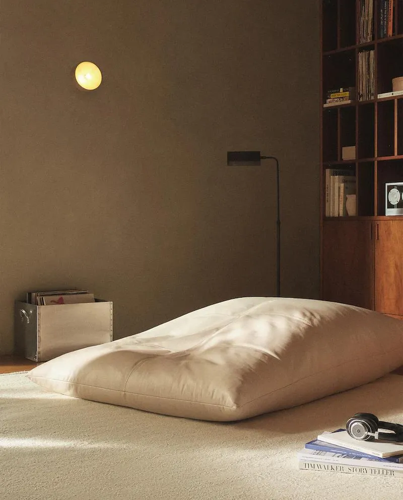 SEAMED LEATHER POUFFE