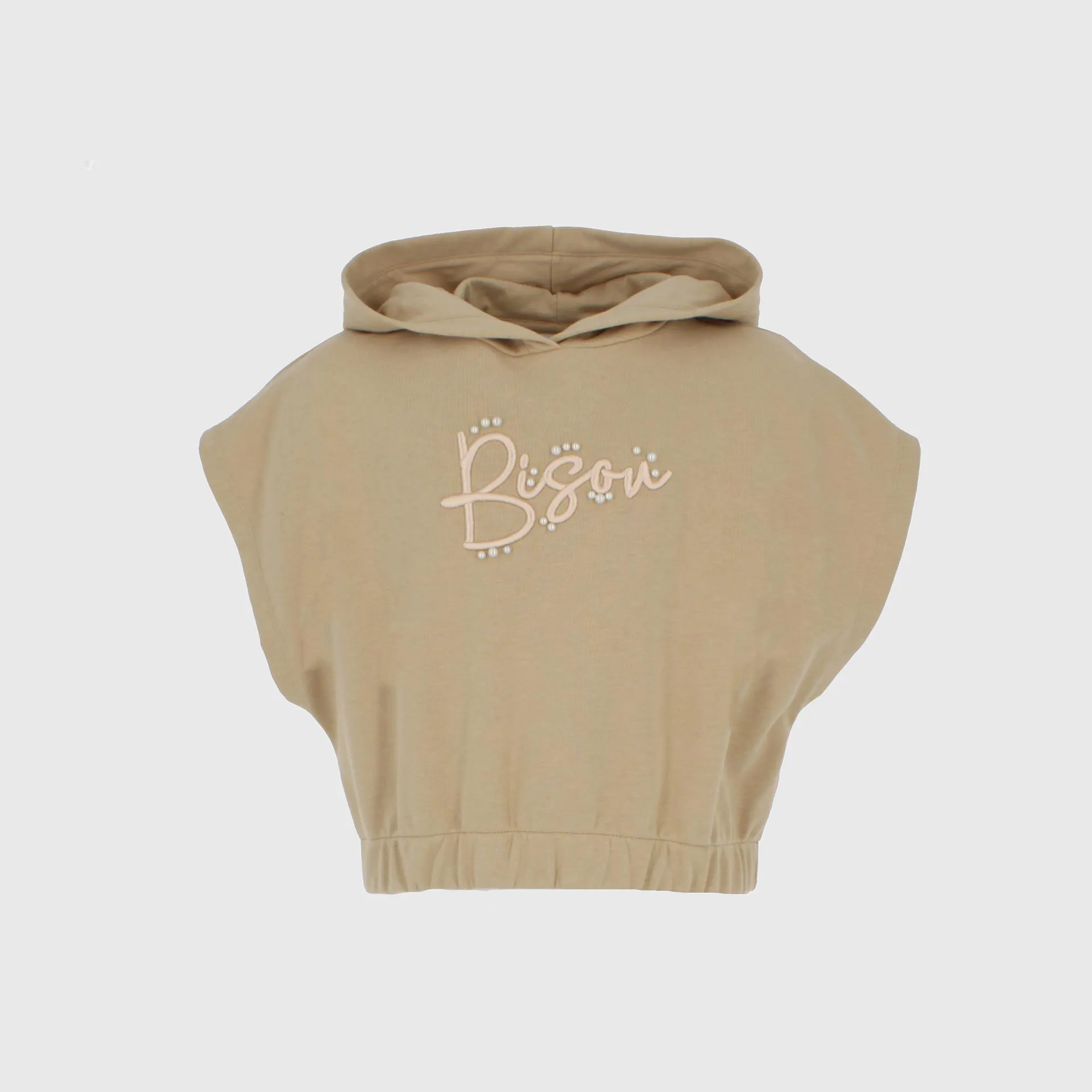 Gilet in felpa con cappuccio da Bambina, BEIGE