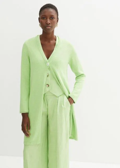 Maxi cardigan in misto seta