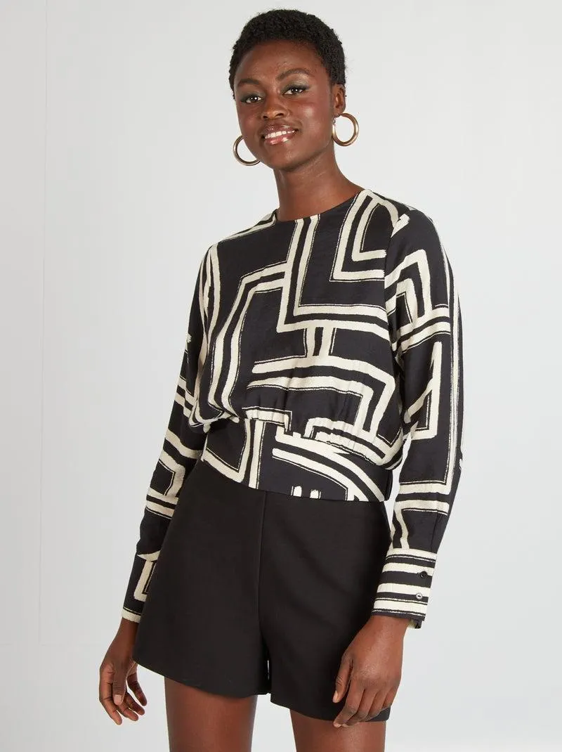 Blusa morbida stampata - NERO