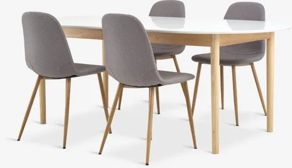 MARSTRAND Tavolo L200/280 cm bianco + 4 JONSTRUP grigio