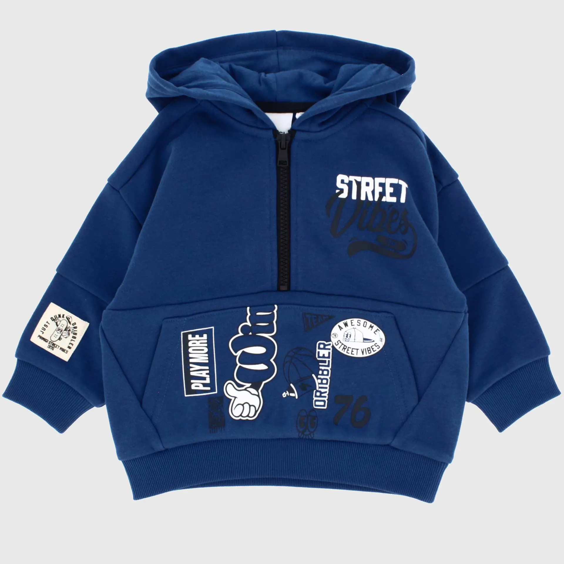Felpa mezza zip da bambino, blu