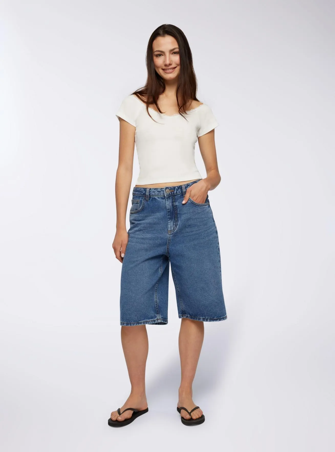 Bermuda di jeans Blu denim medio