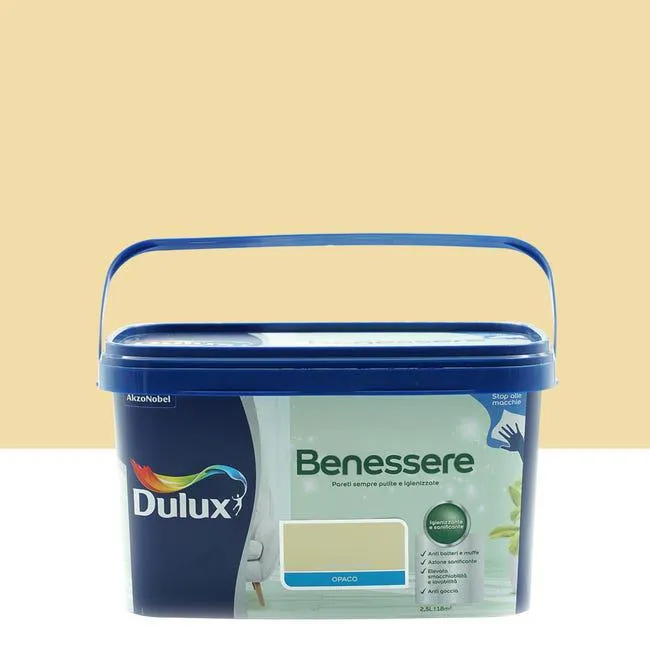 Pittura per interni smacchiabile, antimuffa, DULUX giallo quiete opaco, 2.5 L Vedi i dettagli del prodotto
