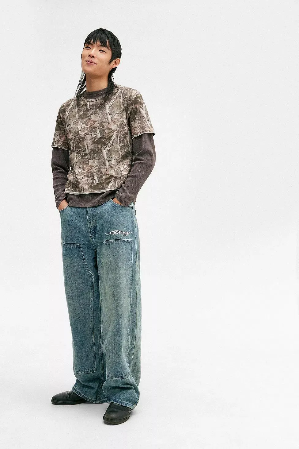 Ed Hardy UO Exclusive Dragon Double Knee Jeans