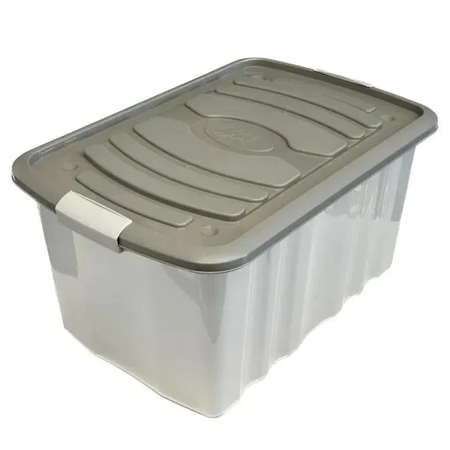 Contenitore Rollbox L 59 x H 30 x P 39 cm coperchio con color sabbia, chiusura con clips e ruote