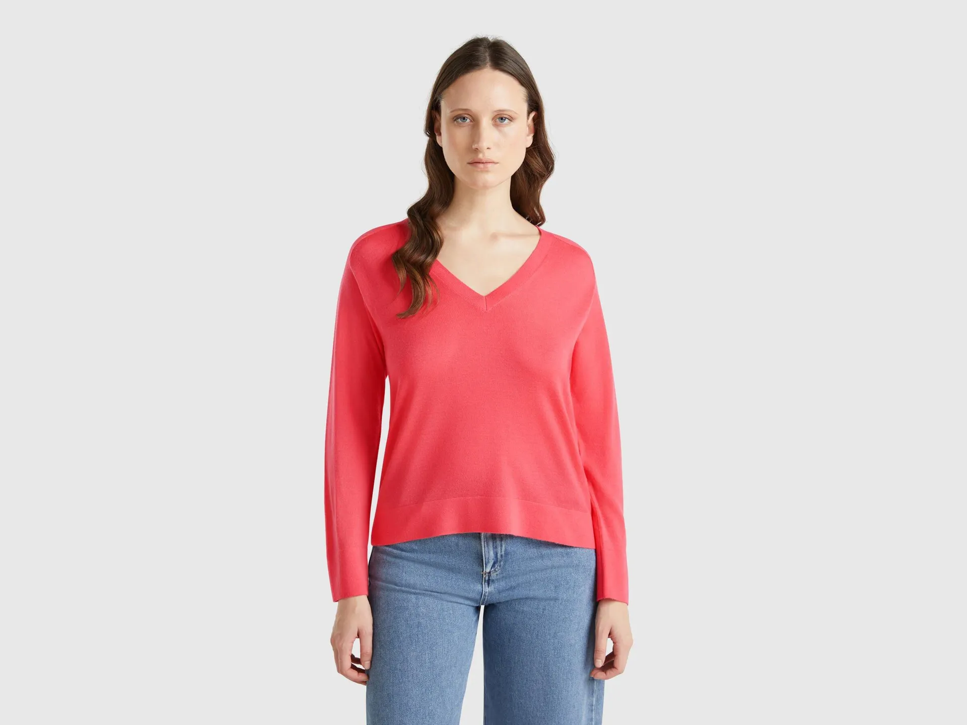 Maglia con scollo a V in pura lana Merino