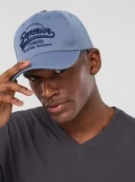 Cappellino baseball con scritta sportiva Blu denim chiaro